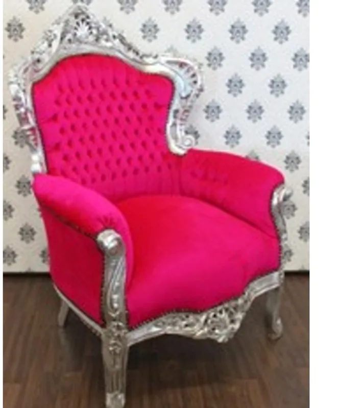 Neue Kollektion Casa Padrino Baroque armchair King pink / silver - luxury antique style furniture
