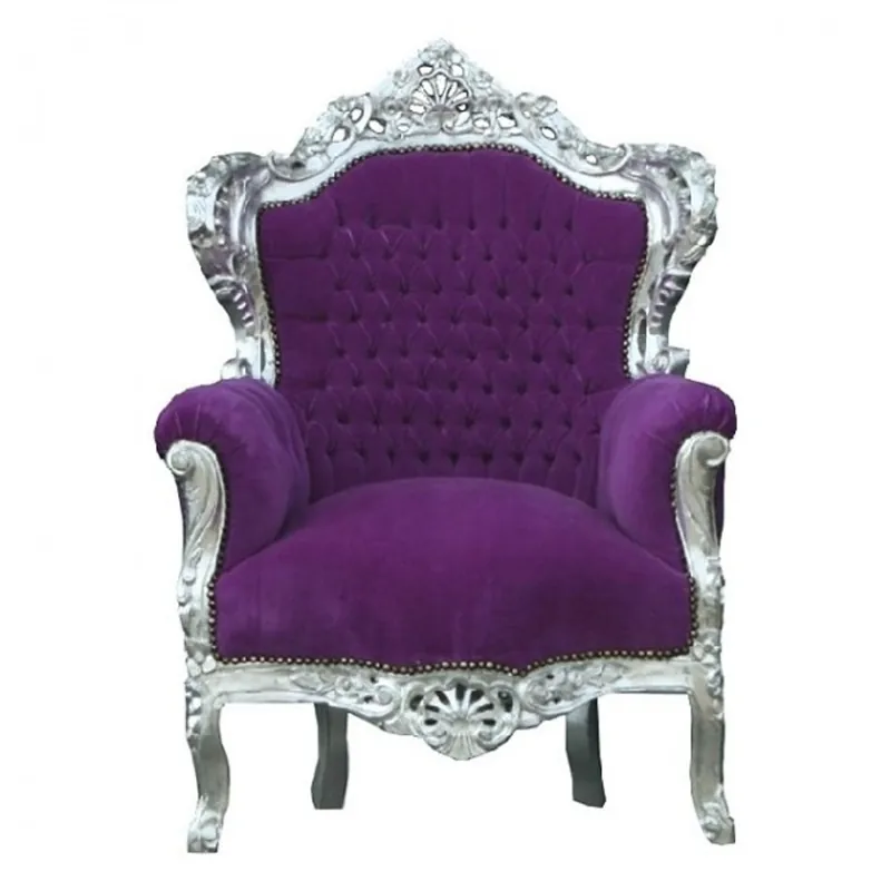 Casa Padrino Baroque Armchair King Purple / Silver 85 x 85 x H. 120 cm - Antique style Bestseller