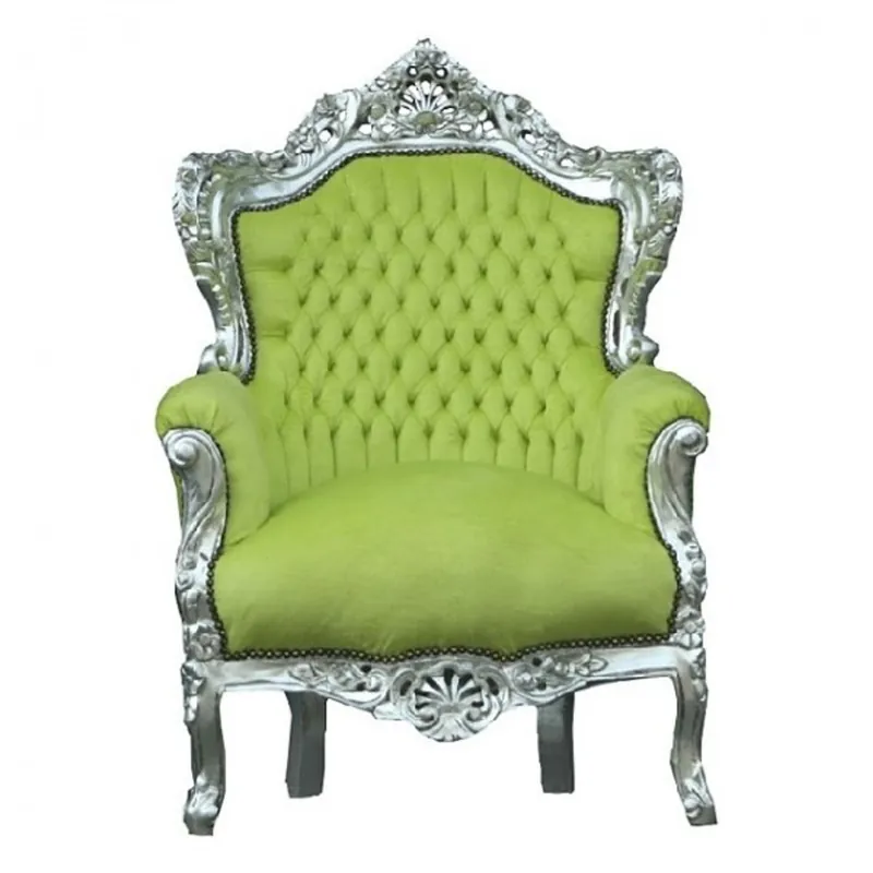 Billig Casa Padrino Baroque Armchair King jade green / silver 85 x 85 x H. 120 cm - Luxury antique style furniture