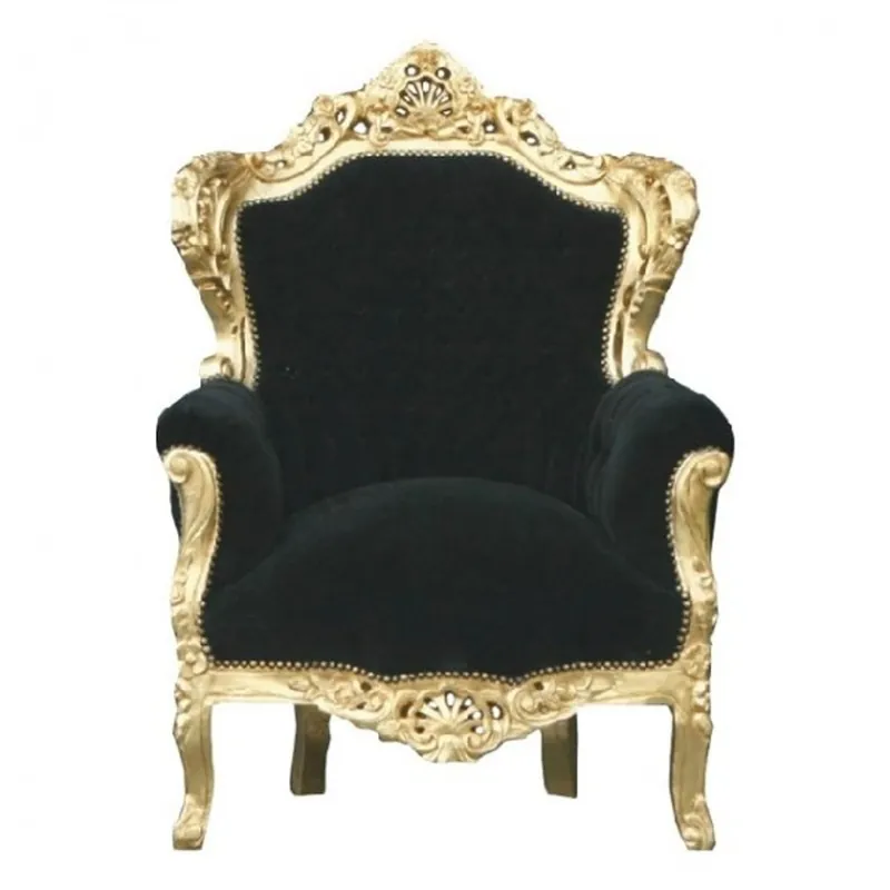 Casa Padrino Baroque Armchair King Black / Gold 85 x 85 x H. 120 cm - Antique Style Armchair Markenware