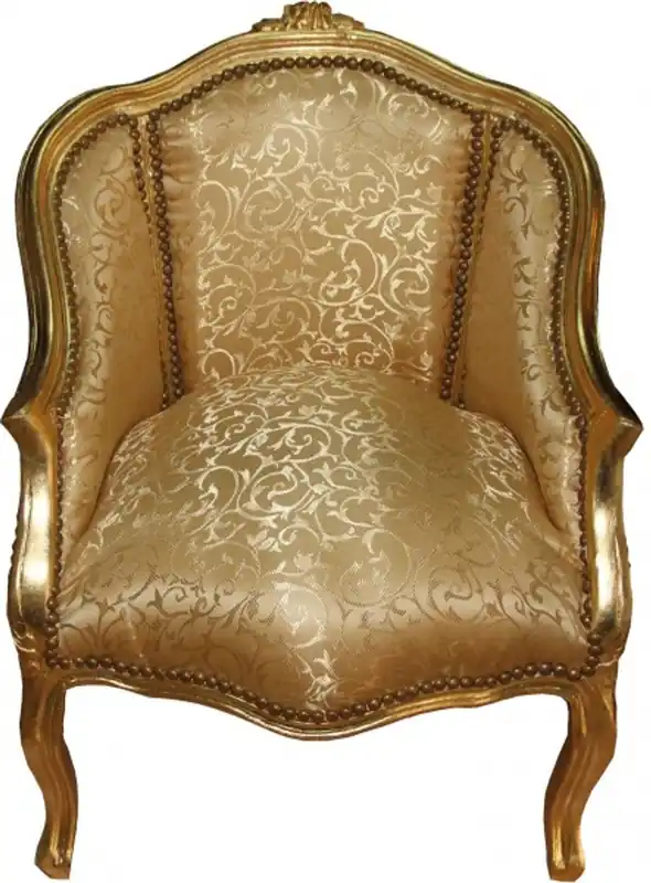Casa Padrino Baroque Ladies Salon Armchair Gold Pattern / Gold Mod2 - Luxury Antique Style Living Room Furniture Zertifiziert