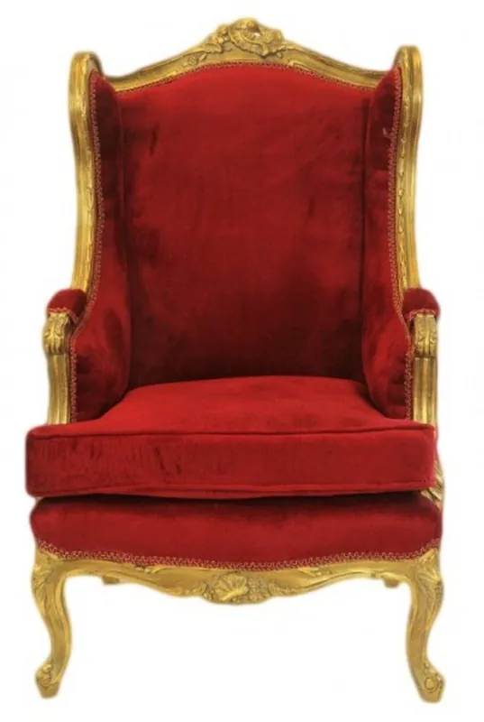 Must-Have Casa Padrino Baroque Lounge Throne Armchair Bordeaux Red / Gold - Antique Style Ear-Chair