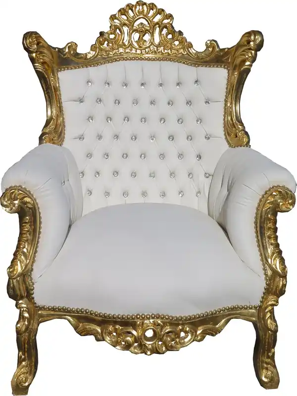 Garantierte Lieferung Casa Padrino Baroque Armchair Al Capone White / Gold with Bling Bling Glittering - Antique Style Living Room Furniture