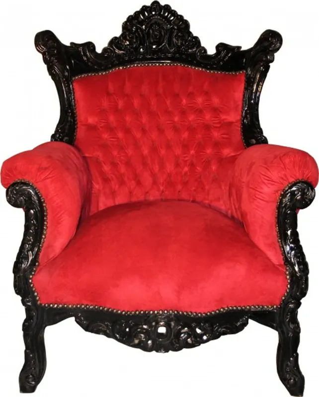 Nur Heute Casa Padrino baroque armchair Al Capone bordeaux / black 80 x 90 x H. 128 cm - antique style
