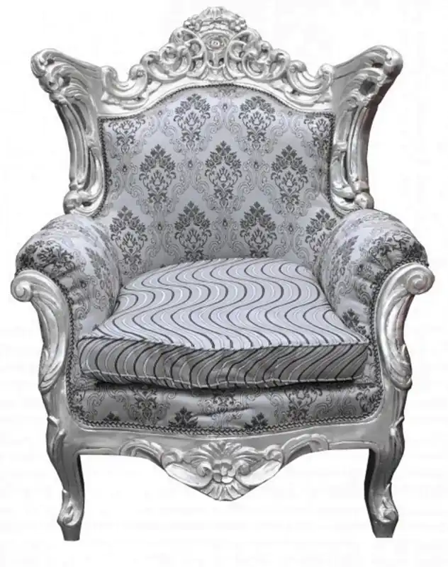 Casa Padrino baroque armchair Al Capone Mod2 gray pattern / silver 85 x 65 x H. 127 cm - furniture in antique style Begrenztes Angebot