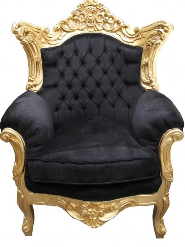 Casa Padrino Baroque Antique Style Living Room Armchair Al Capone Mod 2 Black / Gold 85 x 65 x H. 127 cm - Limited Edition Neu Im Sortiment