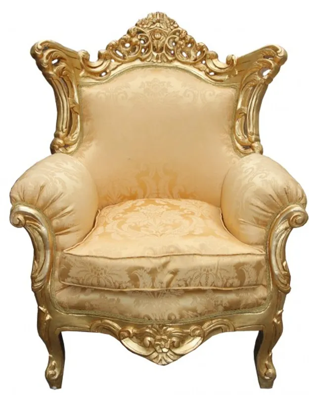 Casa Padrino Antique Style Living Room Baroque Armchair Al Capone Mod Gold Flower Pattern / Gold - Precious & Sumptuous Angebot