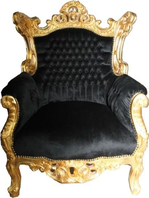 Casa Padrino baroque armchair Al Capone black / gold 90 x 80 x H. 120 cm - antique style furniture Top-Seller