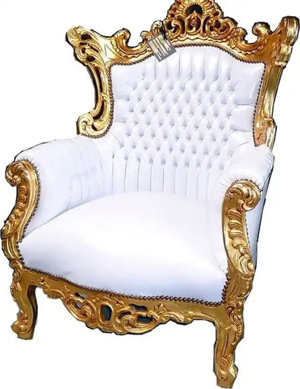 Casa Padrino baroque armchair Al Capone white / gold - antique style living room furniture Markenprodukt