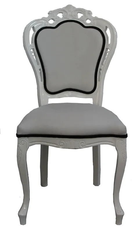 Nur Heute Casa Padrino Luxury baroque dining chair without armrests in Bordeaux white / black - designer chair - luxury quality - limited edition