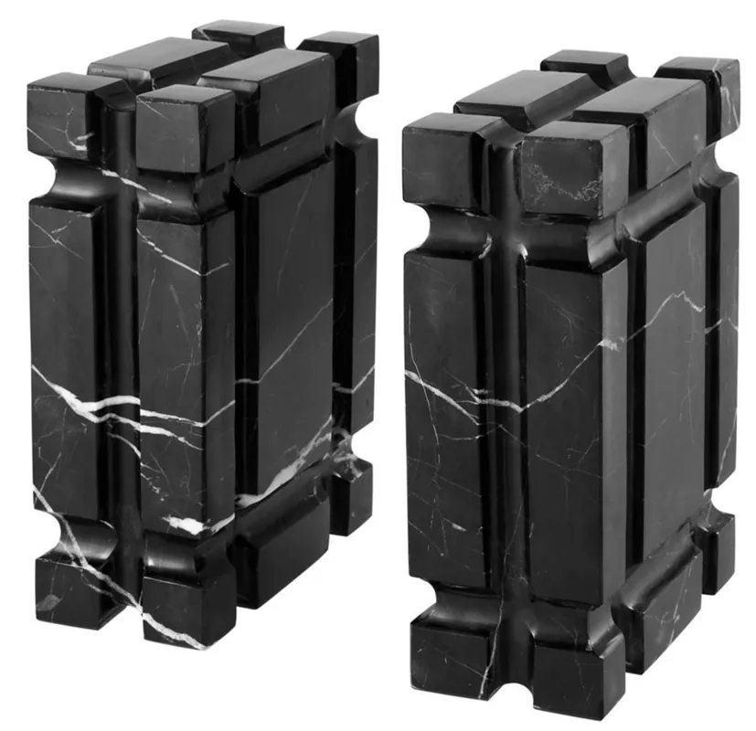 Rabatt Casa Padrino marble bookend set of 2 black - luxury living room accessories