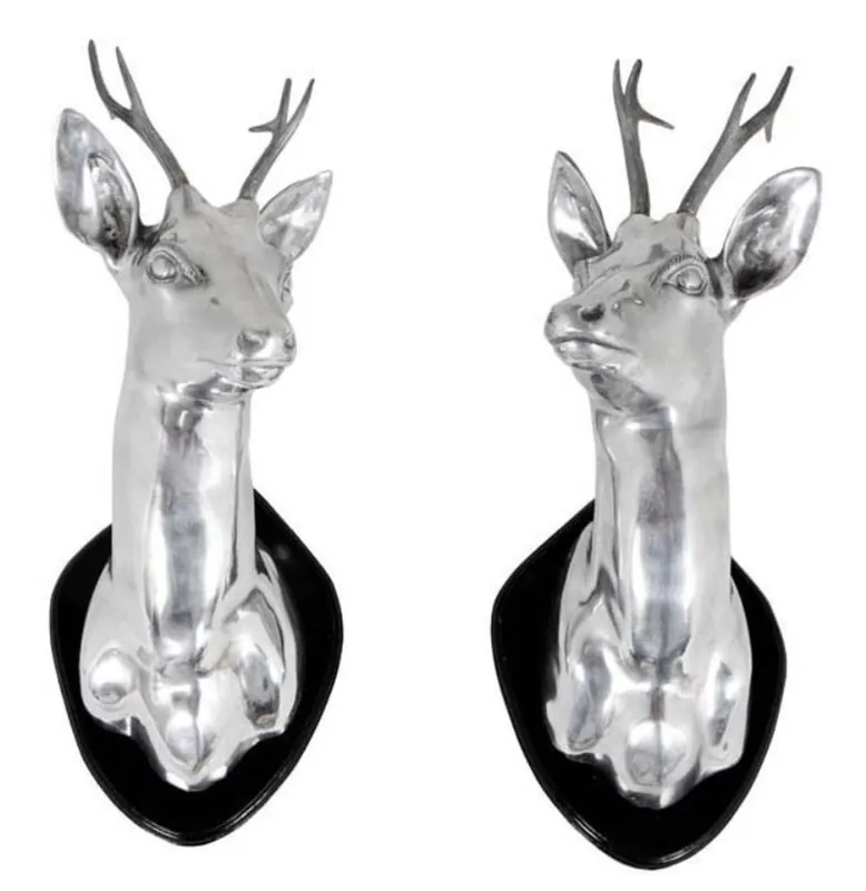 Casa Padrino wall decoration / wall figures deer silver - luxury wall antlers Begrenztes Angebot