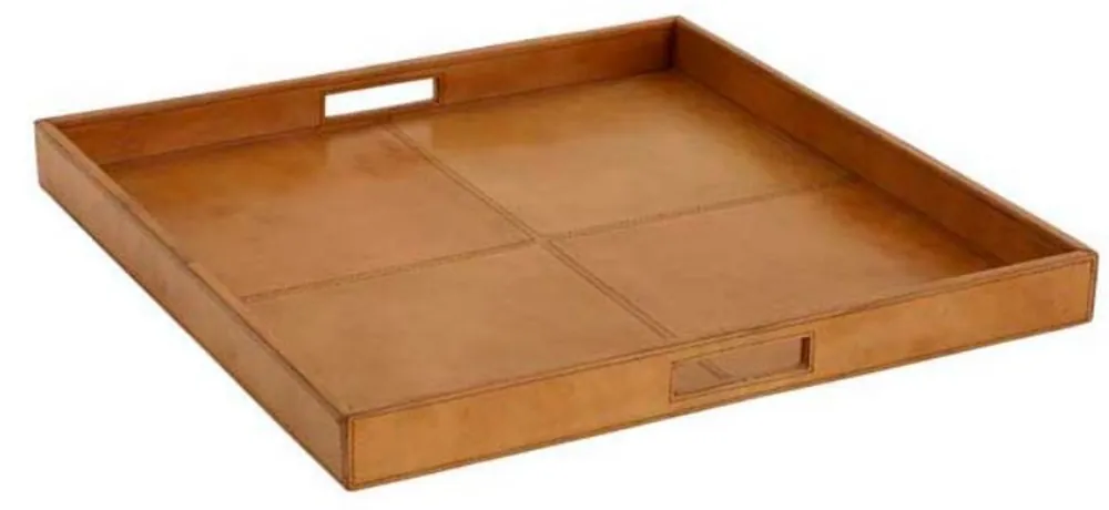 Heißes Angebot Casa Padrino luxury buffalo leather serving tray brown 51 x 51 x H. 5 cm - Catering Accessories