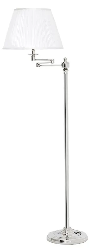Preiswert Casa Padrino floor lamp silver with white lampshade - luxury hotel furniture