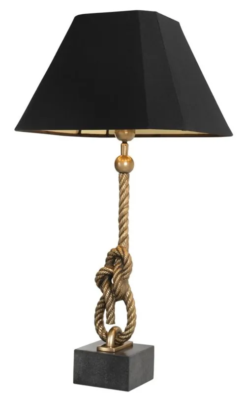 Casa Padrino luxury table lamp with granite base vintage brass / black - luxury collection Neue Kollektion