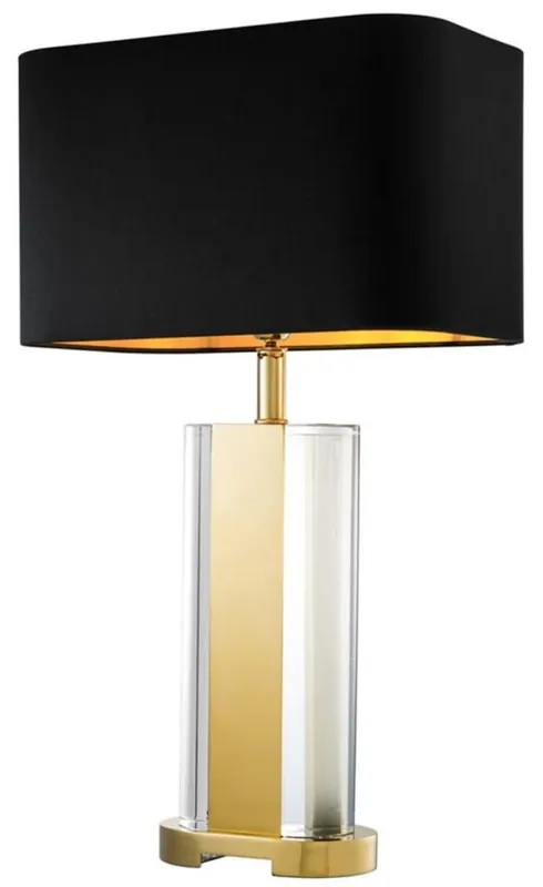 Casa Padrino crystal glass table lamp in gold with black lampshade - designer collection Letzte Chance