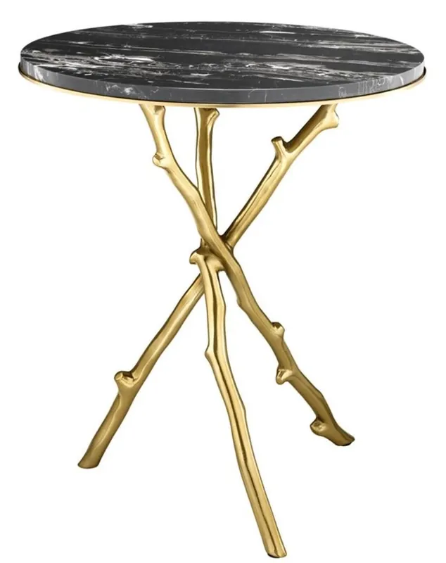Online Kaufen Casa Padrino luxury living room side table in gold with black marble top 50 x H. 57 cm - limited edition