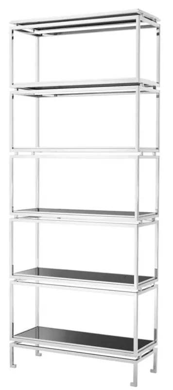 Heißes Angebot Casa Padrino stainless steel cabinet with black glass panels 90 x 35 x H. 223,5 cm - luxury living room cabinet