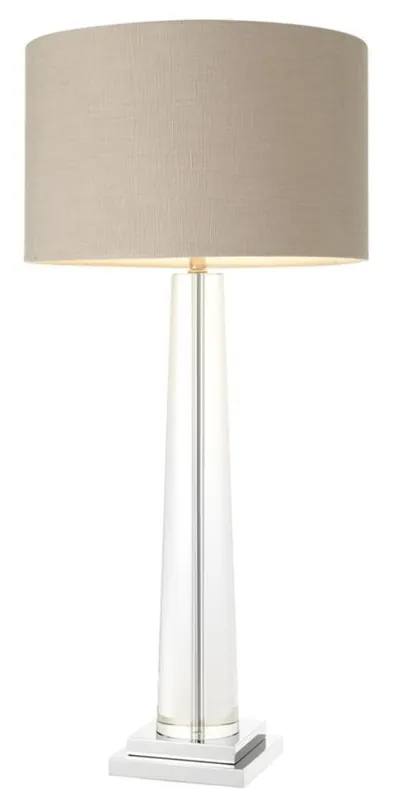 Casa Padrino luxury crystal glass table lamp with gray lampshade - hotel furniture Sonderaktion