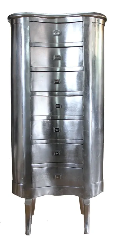 Schnäppchen Casa Padrino baroque chest of drawers silver with 7 drawers oval - antique style - baroque furniture