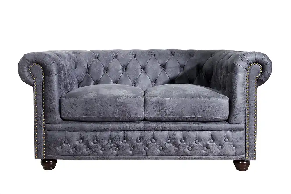 Chesterfield 2-seater sofa Antique gray from the house Casa Padrino - living room furniture - couch Echt