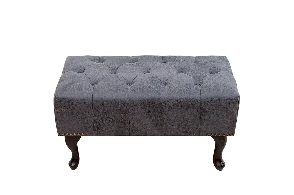 Chesterfield Footstool Gray antique look from the house Casa Padrino Sofort Bestellen