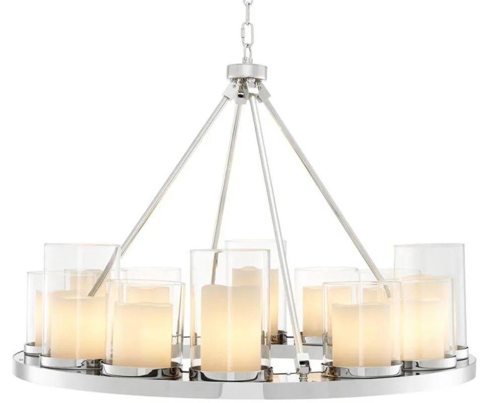 Schneller Versand Casa Padrino luxury chandelier in silver 90 x H. 65 cm - Hotel Restaurant Collection