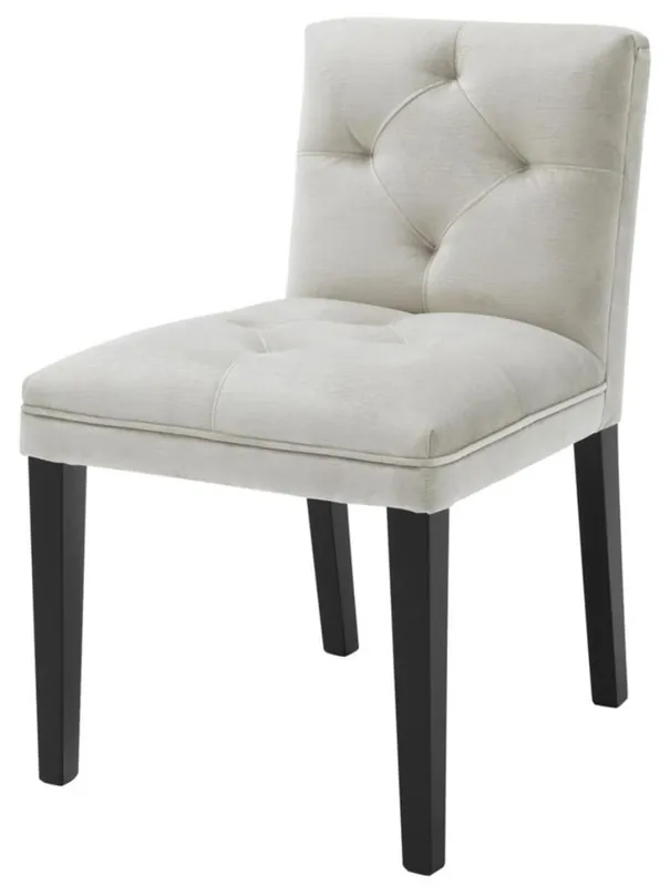 Casa Padrino luxury dining chair in light gray with black legs 50 x 59 x H. 79 cm - dining room furniture Top-Seller