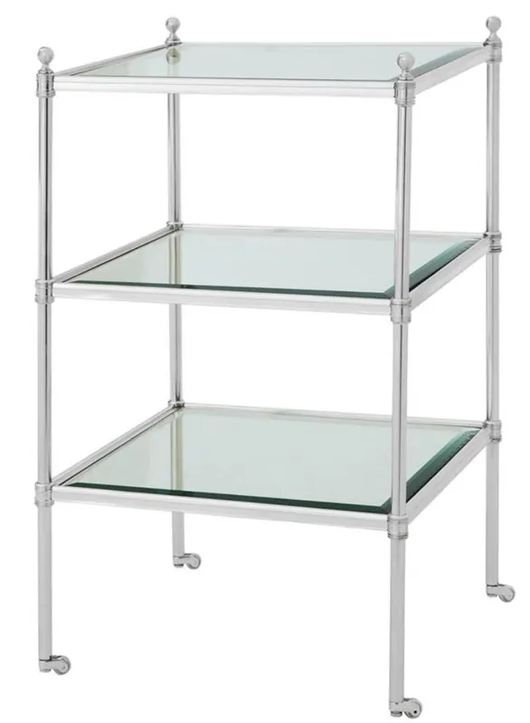Garantierte Lieferung Casa Padrino luxury living room side table with wheels silver 42 x 42 x H. 71 cm - hotel furniture