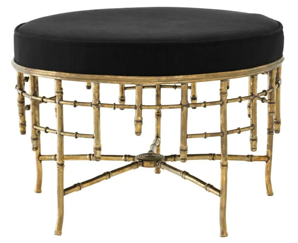 Casa Padrino designer stool vintage brass / black 69 x H. 48,5 cm - luxury furniture Rabatt