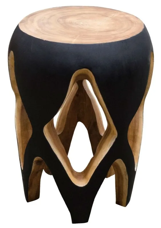 Solange Der Vorrat Reicht Casa Padrino side table black / natural color 40 x H. 54,5 cm - living room furniture