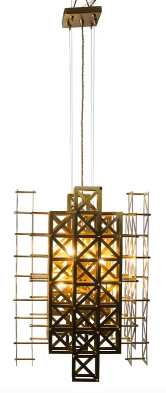 Highlight Casa Padrino designer pendant lamp brass 45 x 45 x H. 60 cm - Hotel Furniture