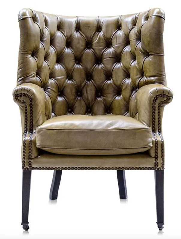 Sonderangebot Casa Padrino Luxury Leather Chair Yellow / Black 84 x 85 x H. 112 cm - Luxury Hotel Furniture