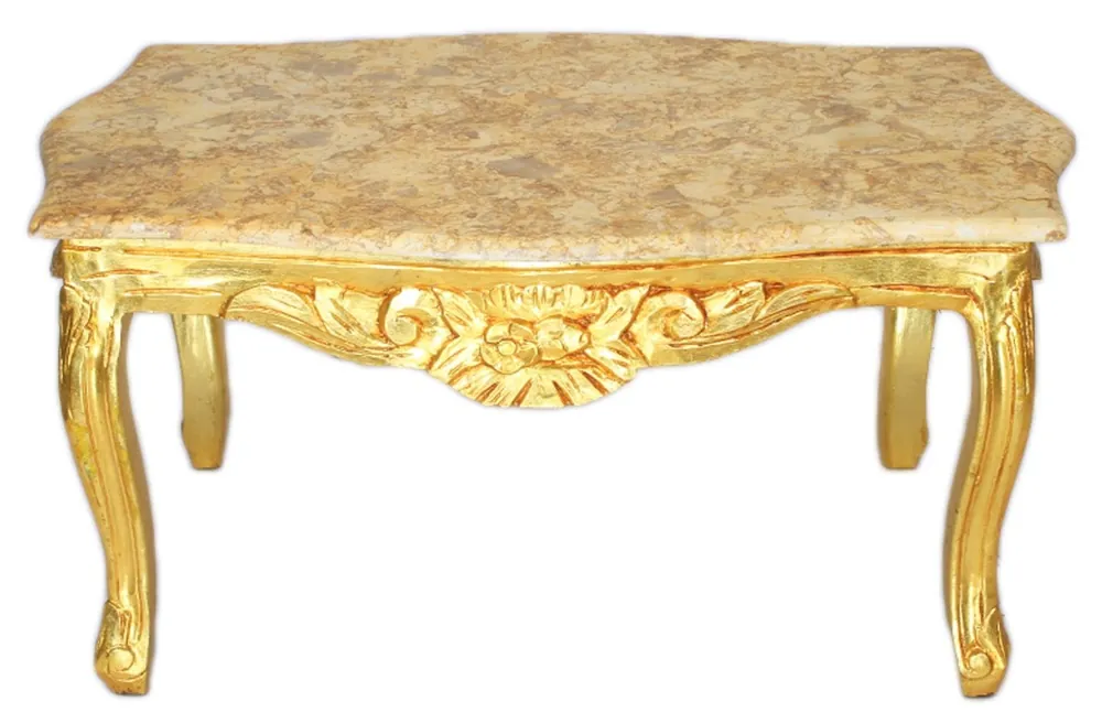 Preiswert Casa Padrino baroque coffee table gold with marble top in cream - furniture living room antique style
