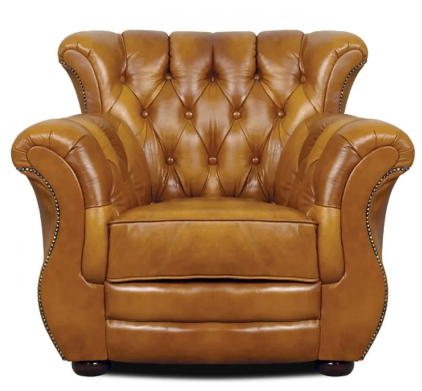 Jetzt Bestellen Casa Padrino Luxury Real Leather Armchair Brown 95 x 85 x H. 88 cm - Genuine Leather Furniture