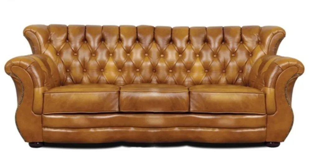 Super-Preis Casa Padrino Luxury Chesterfield Genuine Leather 3 Seater Sofa Brown 200 x 85 x H. 90 cm - Genuine Leather Furniture