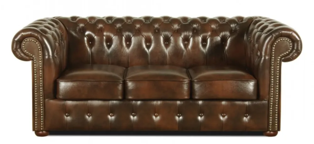 Casa Padrino Genuine Leather 3 Seater Sofa Dark Brown 200 x 90 x H. 78 cm - Luxury Chesterfield Furniture Beliebt