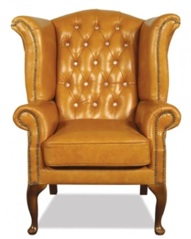 Casa Padrino genuine leather armchair with glittering stones 95 x 95 x H. 110 cm - Luxury Living Room Ears Armchair Solange Der Vorrat Reicht