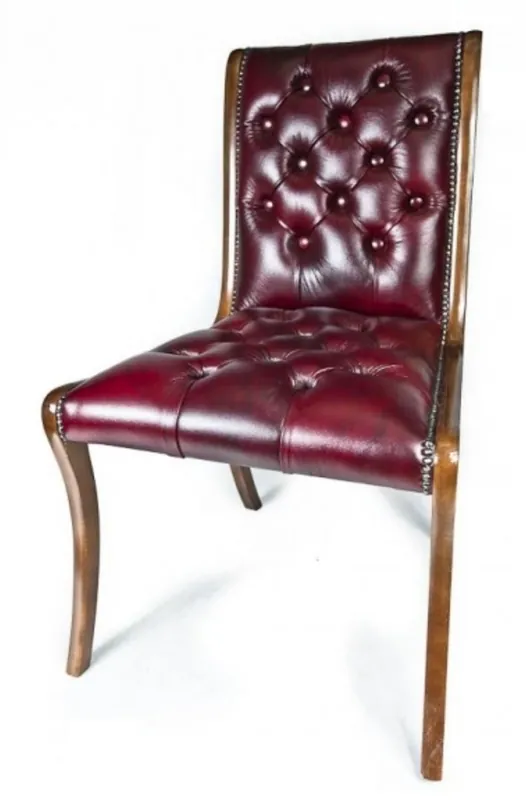 Sonderangebot Casa Padrino Genuine Leather Dining Chair Wine Red / Brown 50 x 47 x H. 95 cm - Luxury Furniture