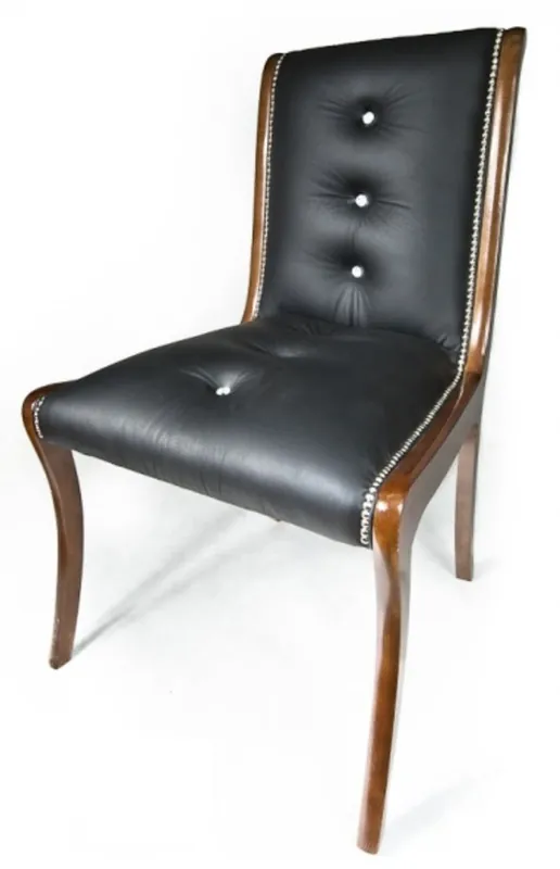 Top-Preis Casa Padrino genuine leather dining chair with glittering stones 50 x 47 x H. 95 cm - Luxury Furniture