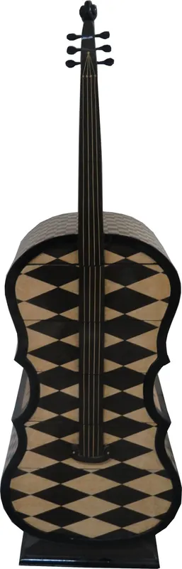Casa Padrino Art Deco Drawers Cabinet Check Patterns in Bass Instrument Design - Handmade - Designer Drawers Cabinet Top-Preis