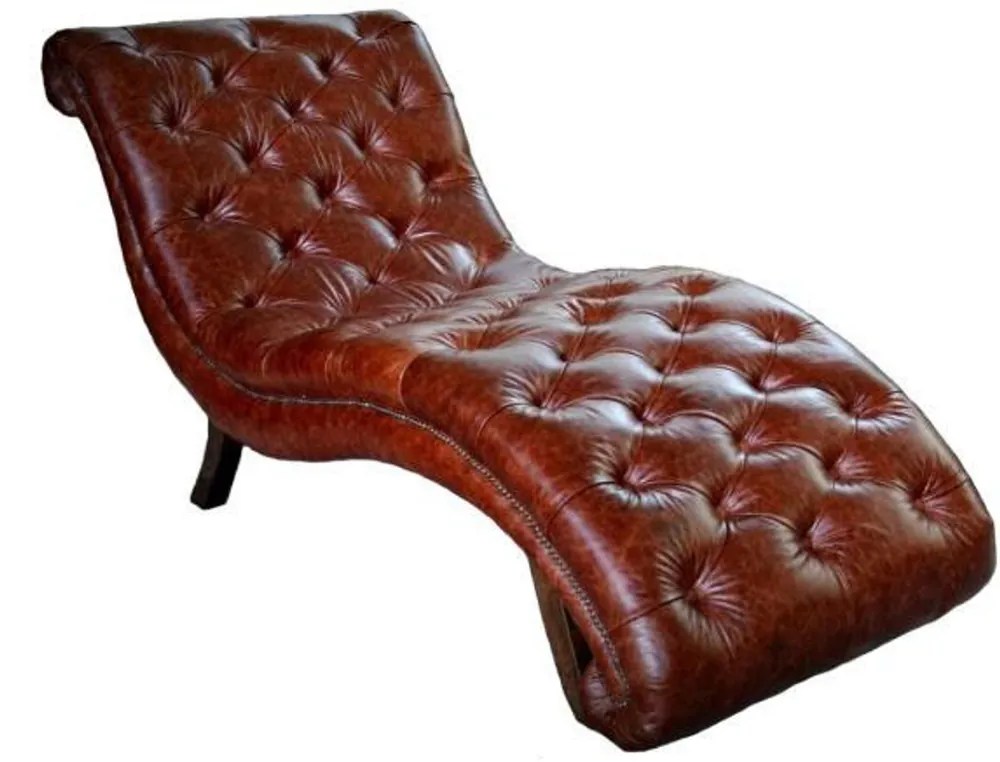 Knallerangebot Casa Padrino Chesterfield Real Leather Relax Lounger Dark Brown