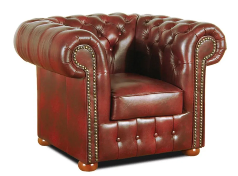 Casa Padrino Chesterfield Genuine Leather Armchair Burgundy 110 x 90 x H. 78 cm - Luxury Collection Online Kaufen