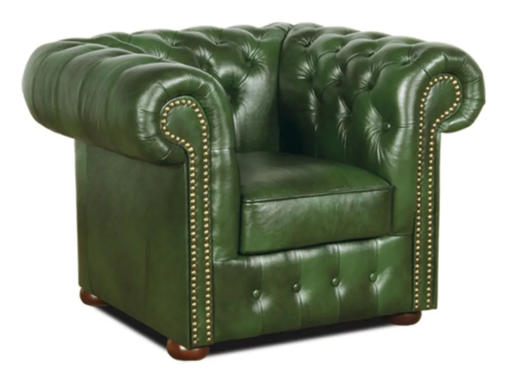 Casa Padrino Chesterfield Genuine Leather Armchair Green 110 x 90 x H. 78 cm - Luxury Collection Günstig