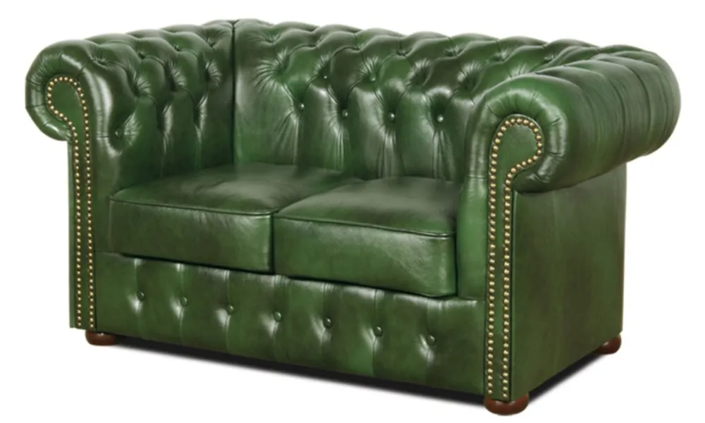 Jetzt Kaufen Casa Padrino Chesterfield Genuine Leather 2 Seater Sofa Green 160 x 90 x H. 78 cm - Luxury Collection