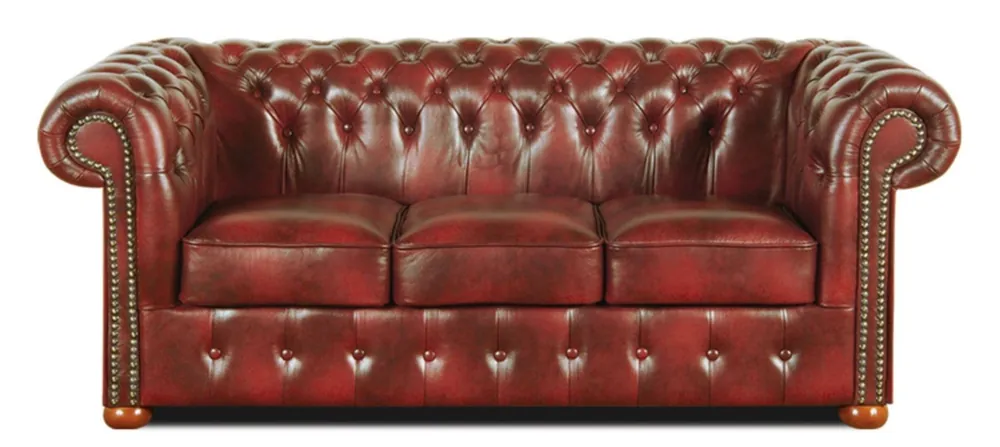 Sonderaktion Casa Padrino Chesterfield Genuine Leather 3 Seater Sofa Burgundy 200 x 90 x H. 78 cm - Luxury Collection