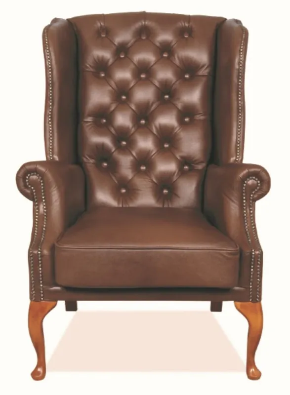 Casa Padrino Chesterfield Genuine Leather Ears Armchair Brown 80 x 80 x H. 110 cm - Luxury Armchair Sichere Zahlung