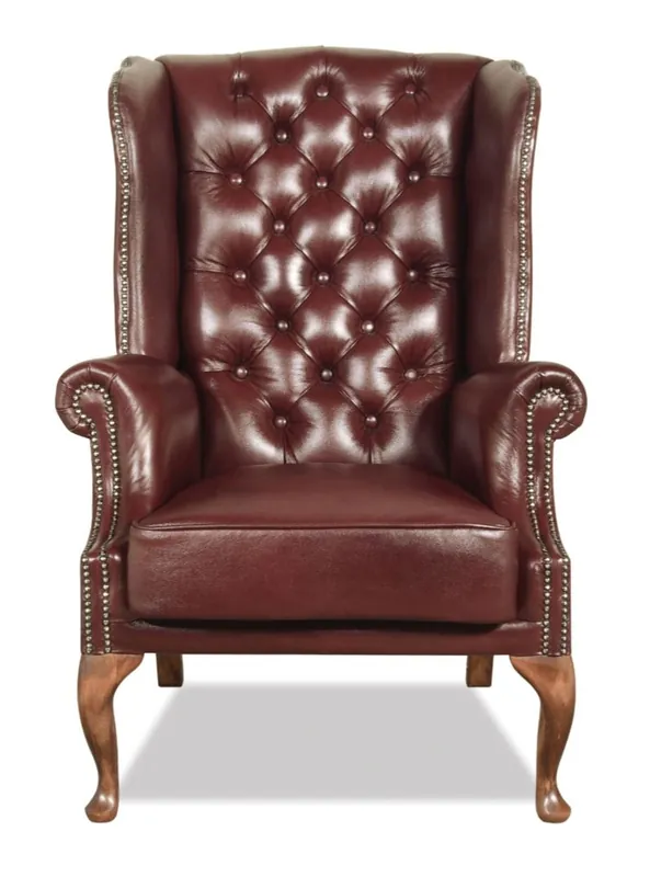 Abverkauf Casa Padrino Chesterfield Genuine Leather Ears Armchair Dark Red 80 x 80 x H. 110 cm - Luxury Armchair