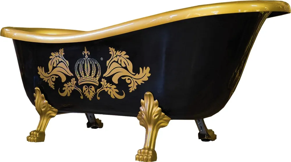 Pompöös by Casa Padrino luxury bath deluxe freestanding by Harald Glööckler black / gold / gold 1695mm with golden lion feet Nur Für Kurze Zeit