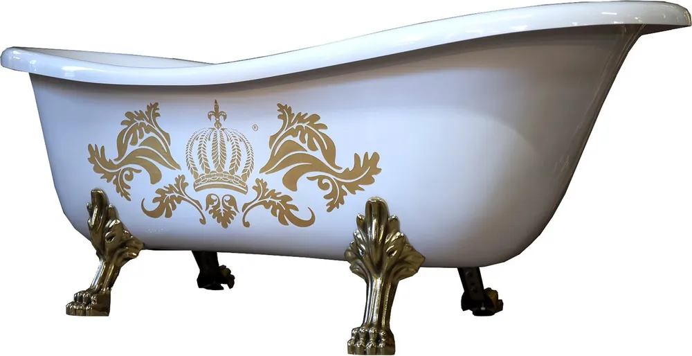 Sichere Zahlung Pompöös by Casa Padrino luxury bath deluxe freestanding by Harald Glööckler white / gold / white 1695mm with golden lion feets